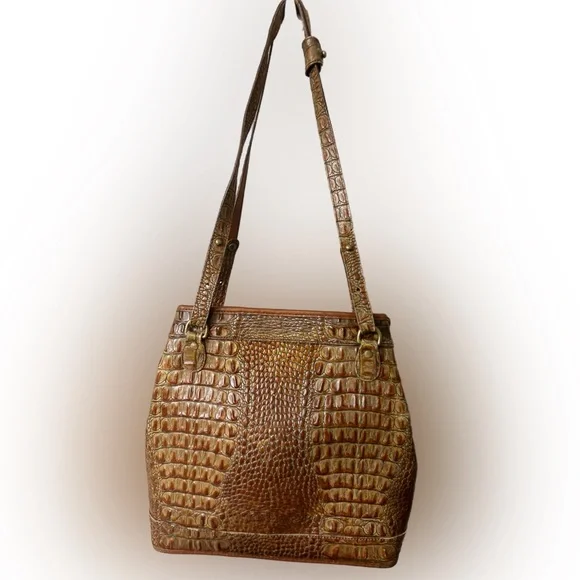 Brahmin Tan Crocodile-Embossed Shoulder Bag - Picture 3 of 15